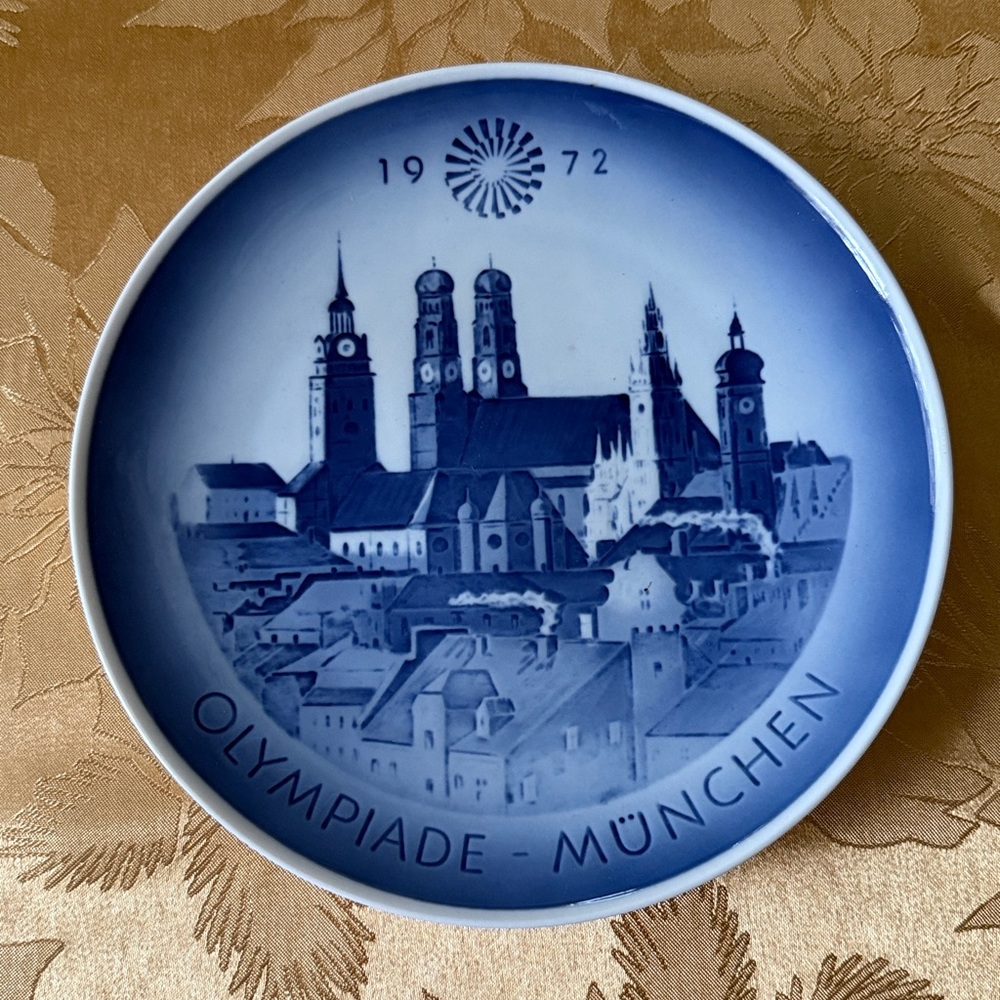 Royal Copenhagen Munich Olympiad 1972 Blue Decorative Plate. Made in DENMARK